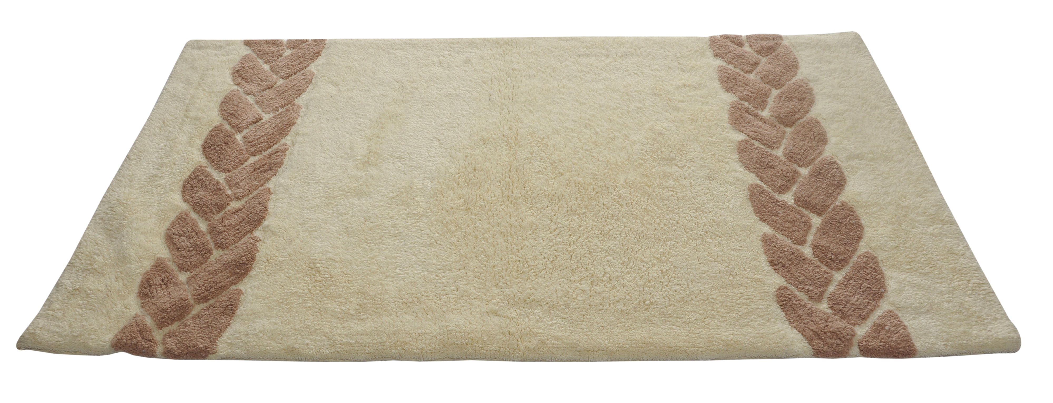 Designer Bath Mat - 100% Cotton, 60x100 Cm, Ecru-beige | Anti-slip, Quick Drying, Washable, Attractive Heart Shape Design