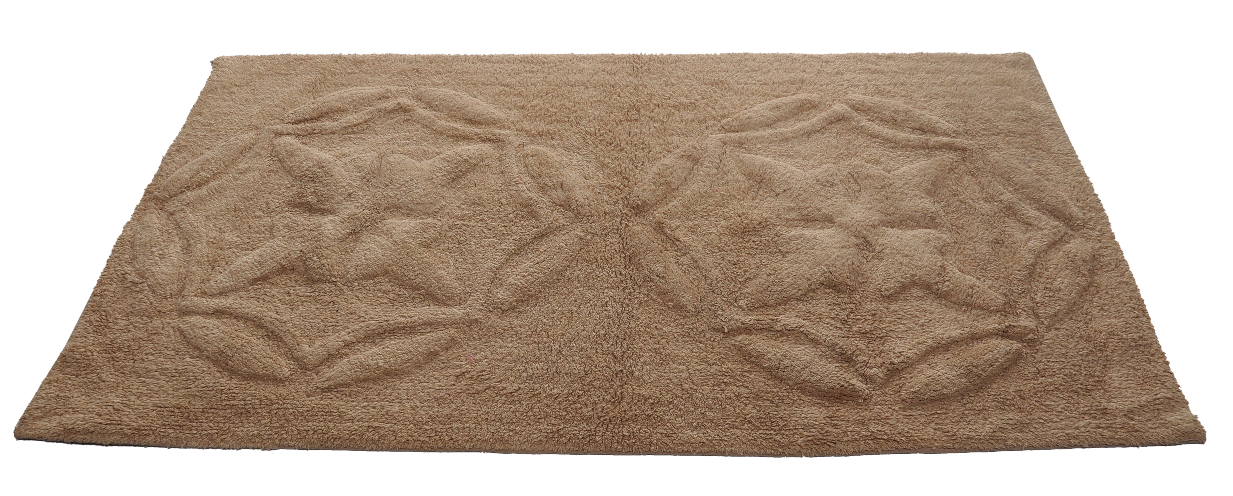 Soft Bath Mat - 100% Cotton, 60x100 Cm, Beige | Quick Drying, Anti-slip Backing, Machine Washable, Soft & Durable Design