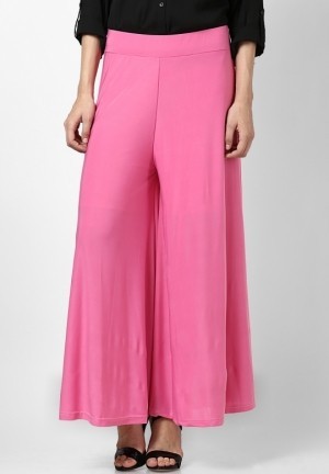 Palazzo Pants - Rayon Viscose, Free Size, Black, Elastic Waist, Flared Hem, Regular Fit, Comfortable Durable