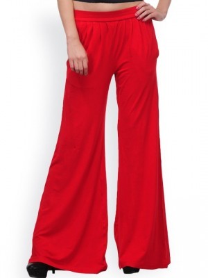 Palazzo Pants - Rayon Viscose, Free Size, Black, Elastic Waist, Flared Hem, Regular Fit, Comfortable Durable