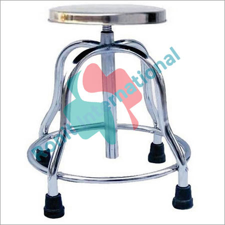 Stainless Steel Revolving Stool - 450x450x400-600mm, 300mm Dia Top | Height Adjustable, Leg Rest, PVC Rubber Base