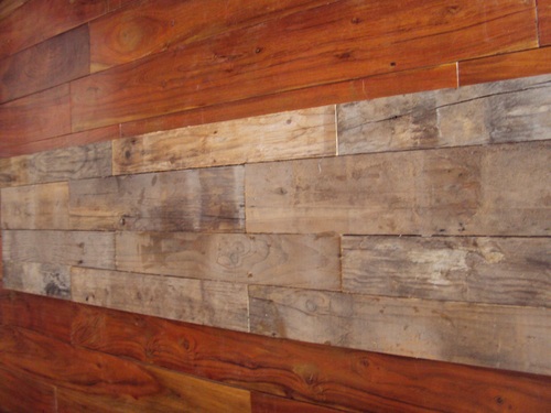 Rustic Wood Wall Panel - Mixed Reclaimed Wood, 600 x 1200 mm, Matte Finish | Engineered Wood With Solid Top, Grooved Installation