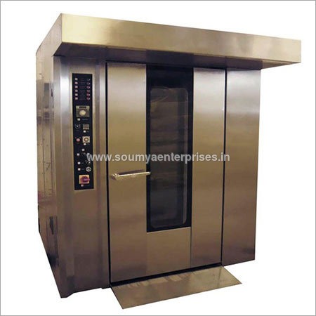 Diesel Rotary Rack Oven - Stainless Steel Construction, Electric Power Source 220-240 Volt, Silver and Black Finish