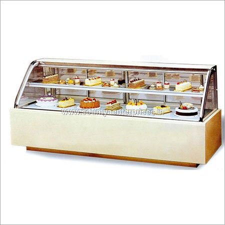 White And Brown Double Curved Cake Display Cooler