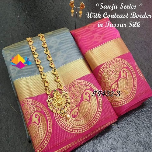 Multi Partywear Tussar Art Silk Saree