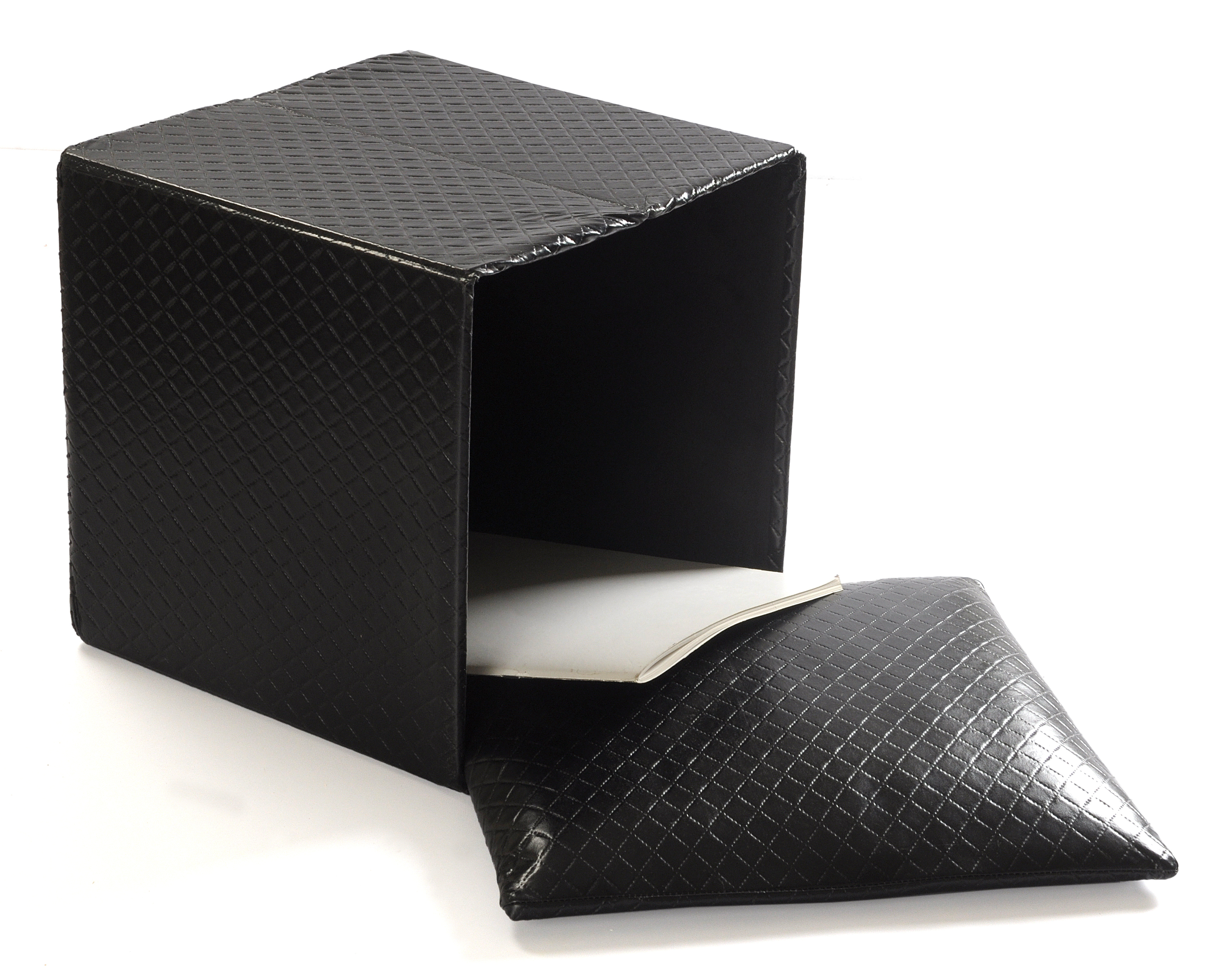 Black Storage Ottoman - Leatherette, 16x16 Inches | Lightweight, Perfect For Storage And Extra Seating At Home Or Office