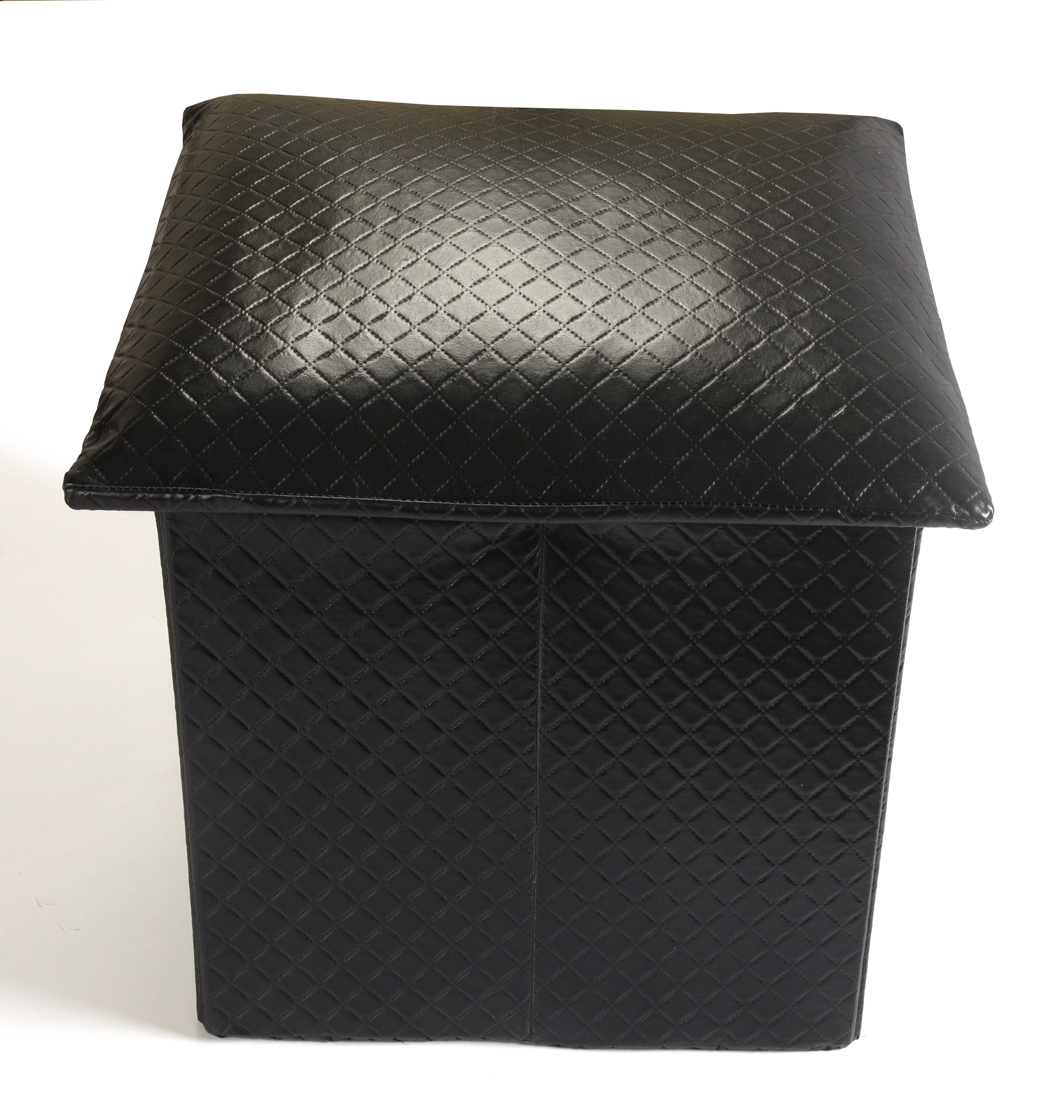 Black Storage Ottoman - Leatherette, 16x16 Inches | Lightweight, Perfect For Storage And Extra Seating At Home Or Office