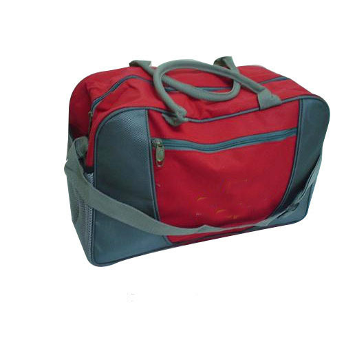 Red (Base) Zptb107 Nylon Travel Bag - Design: Two-Tone With Multiple Compartments