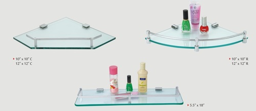 Glass Wall Shelf - Glass Material, 304.8 mm Size, Transparent Color | Modern Design, High Functional Efficiency, No Assembly Required
