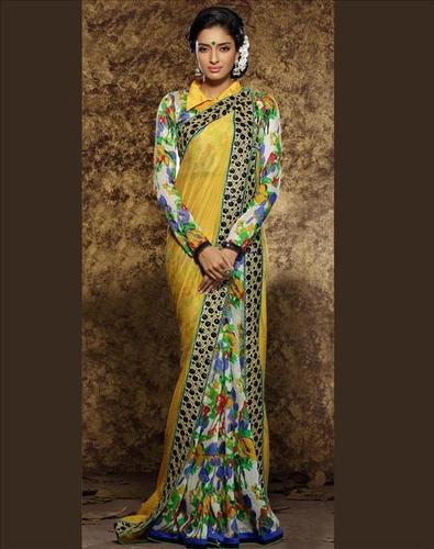 Multicolored Georgette Saree With Art Silk Blouse