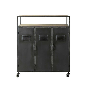 Wood Iron Wheel Buffet