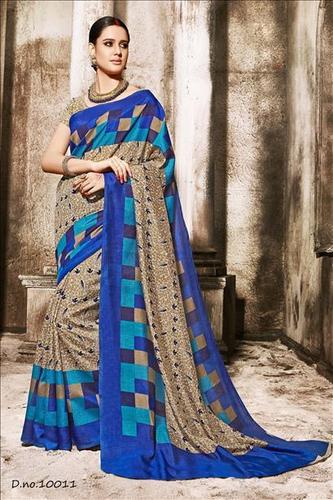 Multicolored Georgette Straight Printed Saree