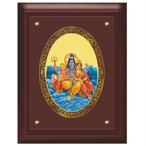 भगवान शिव परिवार लकड़ी का MDF फ़्रेम - शाही