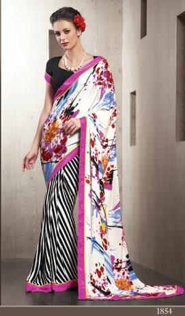 Multicolored Crepe Silk Partywear Saree