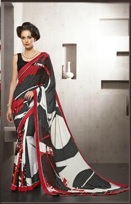 Multicolored Crepe Silk Partywear Saree