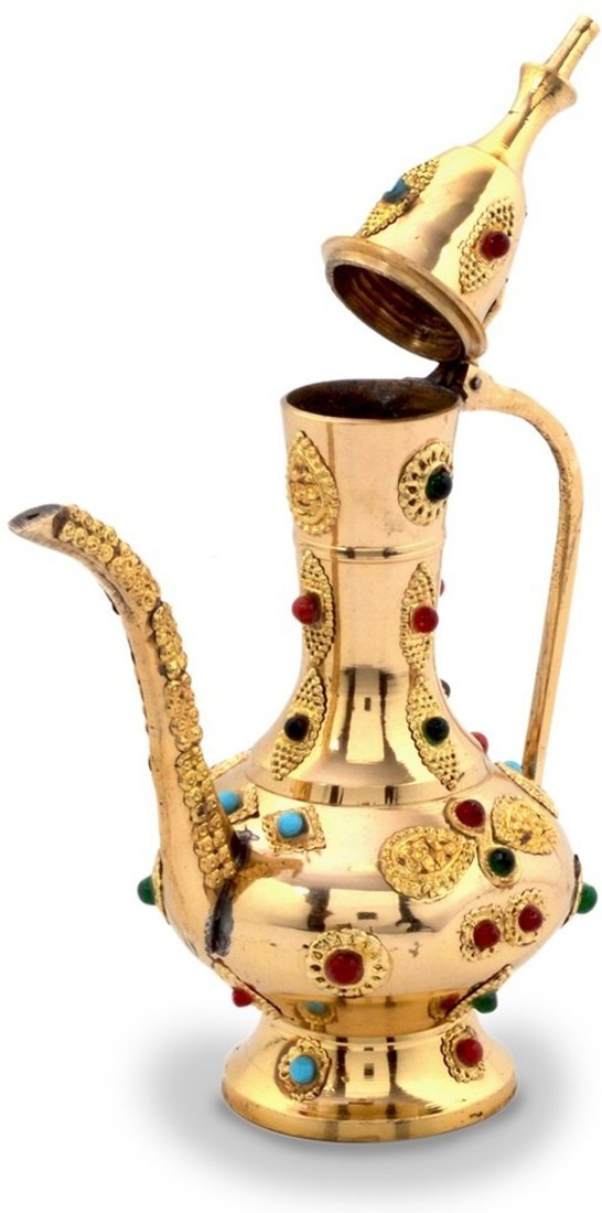 Brass Antique Gemstone Brass Surahi Handicraft