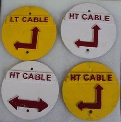 Cable Route Marker - Metal, Round, Yellow & White | MOA Rated Voltage: 11KV, Power Frequency Discharge Voltage: 20KV, Longer Service Life
