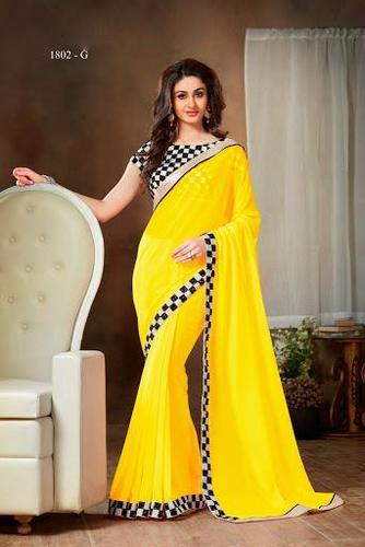 Yellow Georgette Partywear Saree