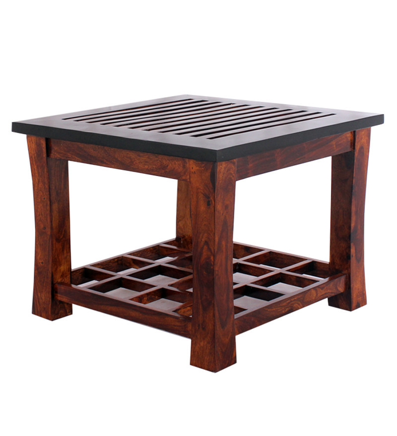 Wooden Coffee Table - Shesham Wood, 889x508x558.8mm, Walnut Finish | Handmade Artwork, Contemporary Design, Elegant Look, Ideal For Living Room Decor