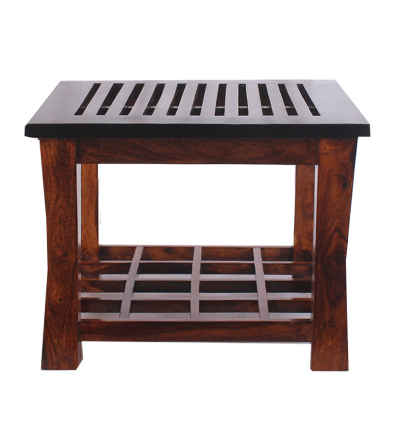 Wooden Coffee Table - Shesham Wood, 889x508x558.8mm, Walnut Finish | Handmade Artwork, Contemporary Design, Elegant Look, Ideal For Living Room Decor