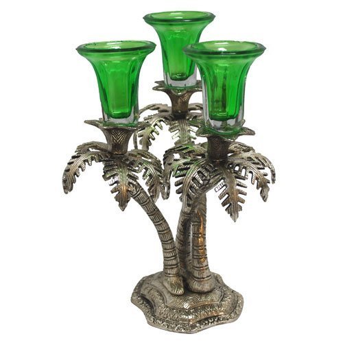 Coconut Tree Design 3 Cup Candle Holder Handicraft