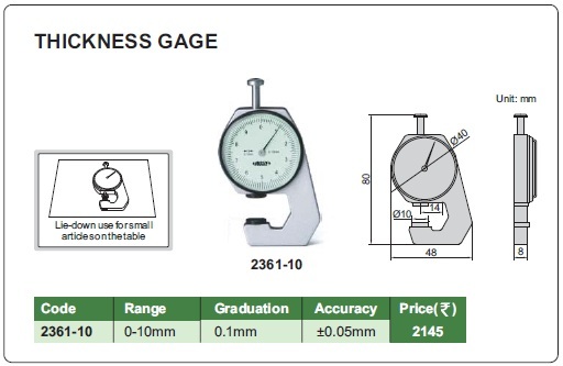 Stainless Steel Thickness Gauge