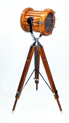Nautical Teak Wood Spotlight Floor Lamp