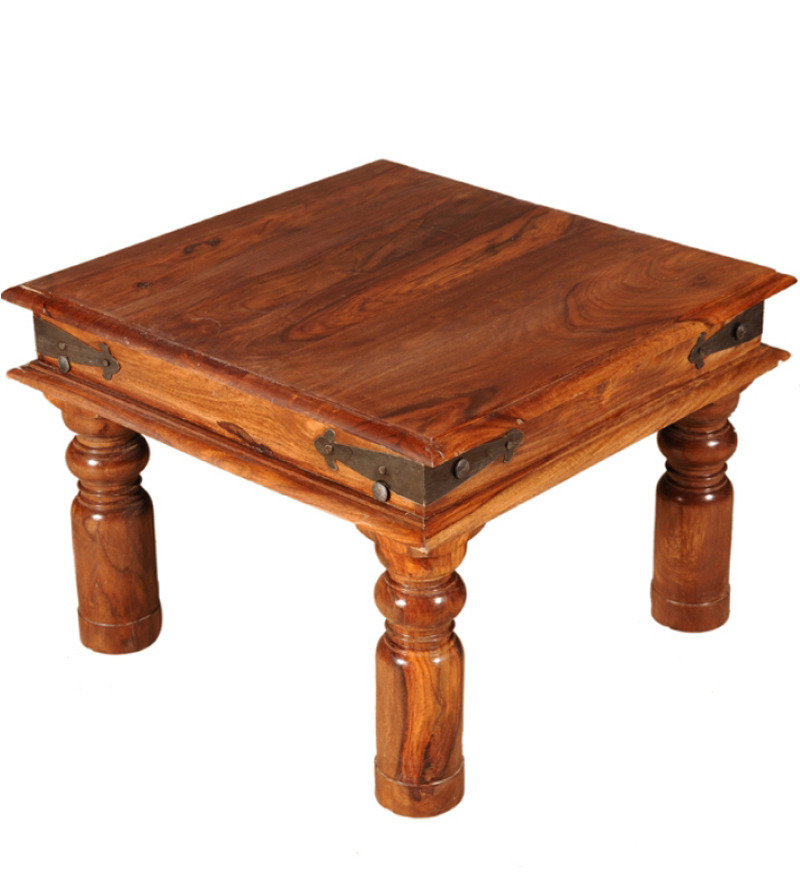Wooden Coffee Table - Shesham, 1041.4 X 508 X 508 Mm, Teak Finish | Seamless Finish, Handmade Artwork, Indoor Furniture, Elegant Look