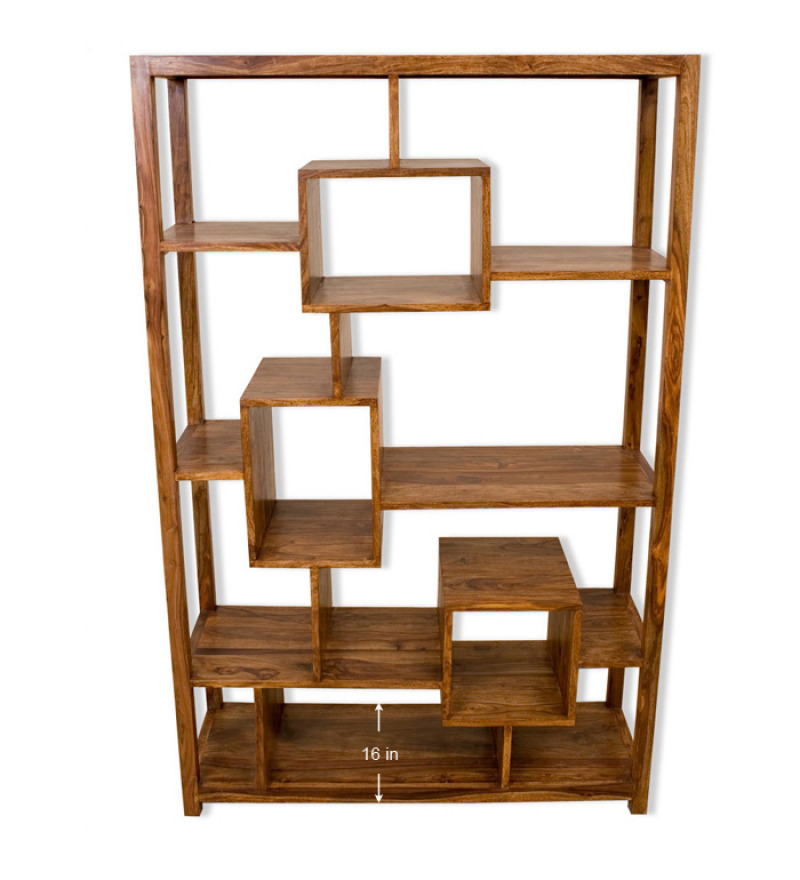 Wooden Display Unit - Shesham Wood, Elegant Multi-shelf Design For Modern Interiors