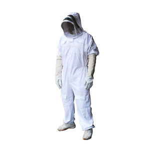 Honey Bee Protection Suits - Antistatic Polyester Coverall, Unisex Design, White Color, 1-Year Warranty