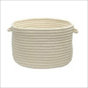 Fancy Baskets - Wooden Storage Basket, Round Shape in Cream Color | Easy to Clean, With Handle, Modern Arts Inspired, Indian Style