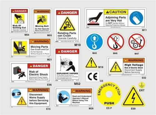 Multi Color Rotating Cutter Blade Warning Label