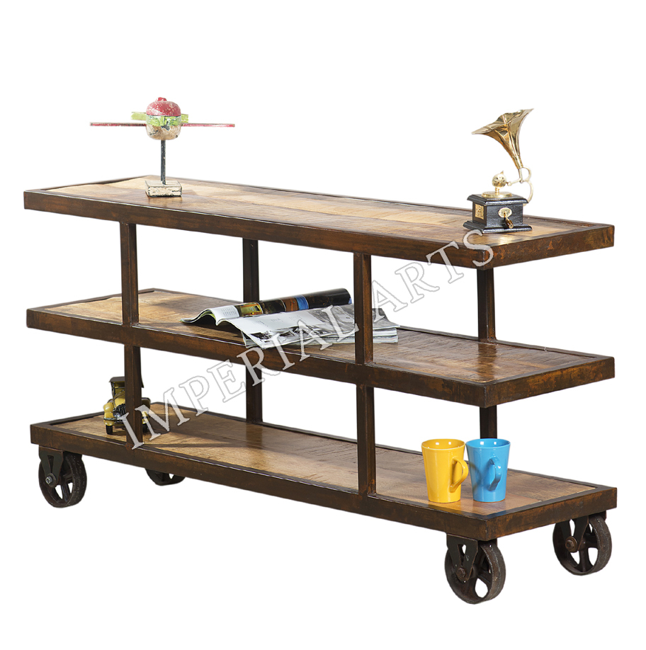 Reclaimed Wood Furniture - Iron Wood Display Rack 