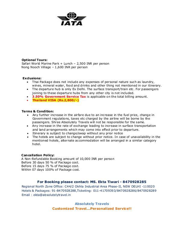 Thailand Package - Jet Airways Flight 27 Dec 2015 To 01 Jan 2016, 5-day New Year Getaway