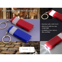 Keychain with 2 LED torch and lamp