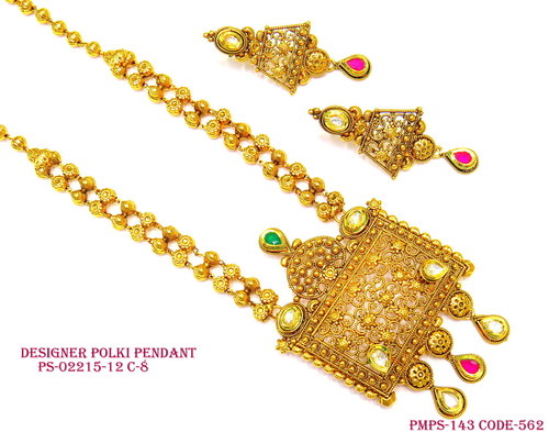 डिज़ाइनर पोल्की माला, पोल्की पेंडेंट सेट, पेंडेंट सेट लिंग: महिलाएं