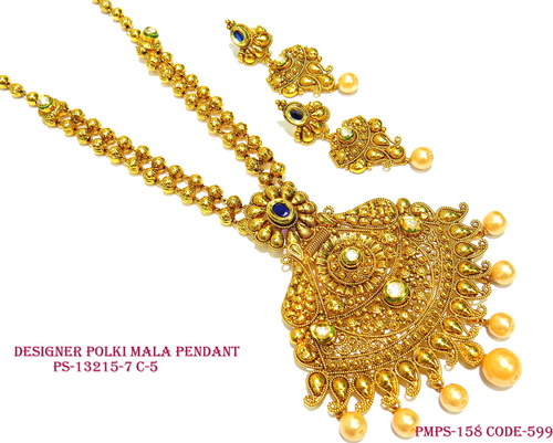 डिज़ाइनर पोल्की माला, पोल्की पेंडेंट सेट, पेंडेंट सेट लिंग: महिलाएं