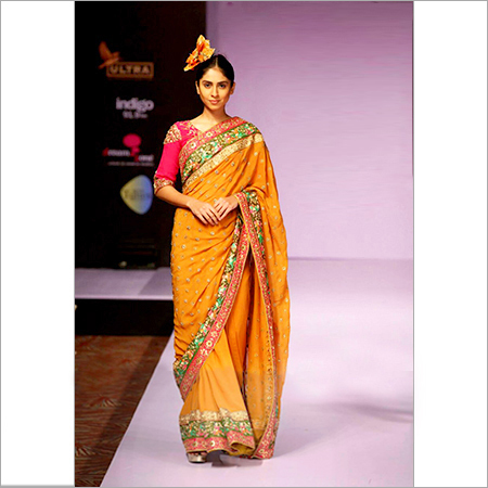 Designer Silk Sarees - 5.5 Meters, Mustard Yellow with Embroidered Border | Lightweight, Comfortable, Elegant Design with Unique Patterns