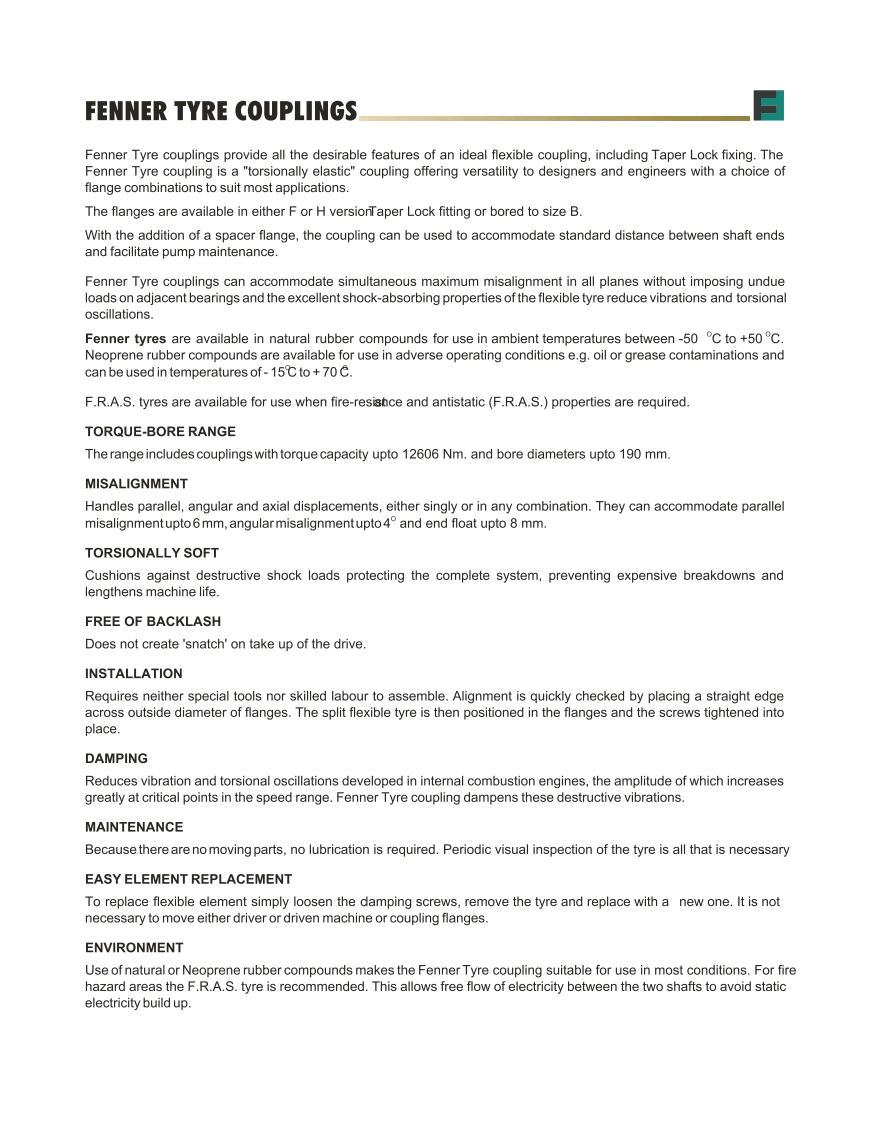Fenaflex Tyre Couplings - Application: Industrial
