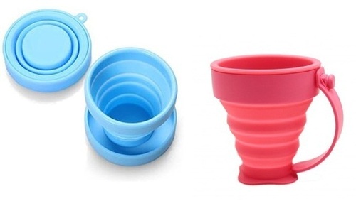फोल्डिंग ग्लास - सिलिकॉन 200ml, नीला लाल रंग | कस्टमाइज़ेबल लोगो, कोलैप्सिबल पोर्टेबल डिज़ाइन, हल्का ट्रैवल एक्सेसरी