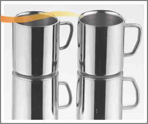 सोबर मग - स्टेनलेस स्टील 250ml सिल्वर, पॉलिश्ड फिनिश, स्टैकेबल डिज़ाइन, लोगो एन्ग्रेविंग
