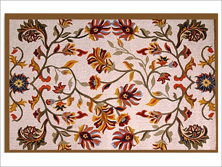 फ्लोरल प्रिंट जूट रग्स