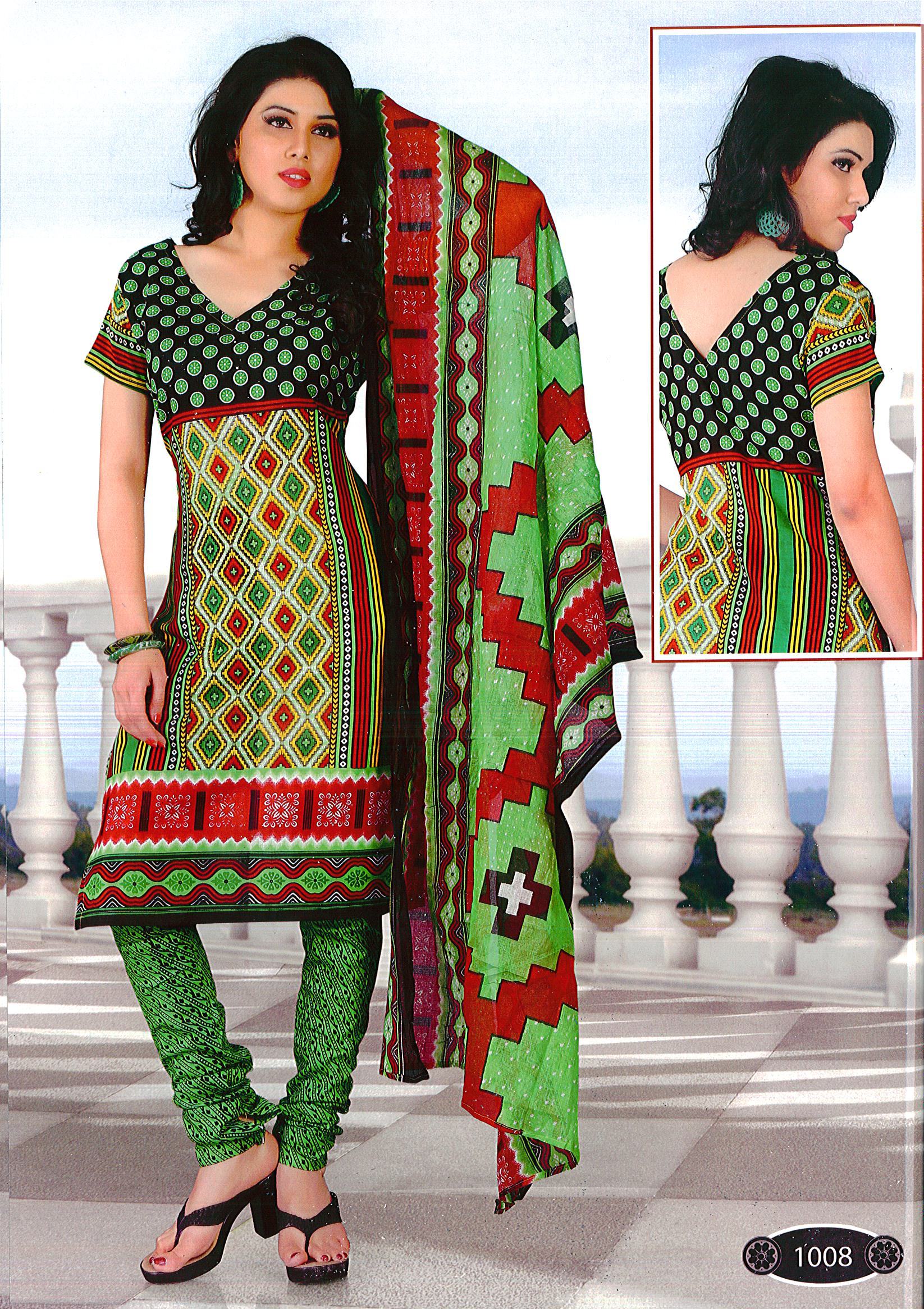 Cotton Salwar Suits - Pure Cotton, Variable Length, Green Color, Printed Design | Comfortable Wear, Elegant Design, Perfect Fit, Shrink-resistant, Soft Cotton, Vibrant Colors