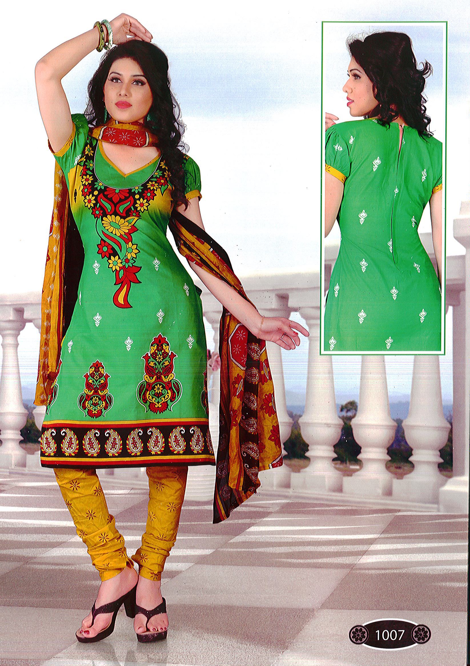Cotton Salwar Suits - Pure Cotton, Variable Length, Green Color, Printed Design | Comfortable Wear, Elegant Design, Perfect Fit, Shrink-resistant, Soft Cotton, Vibrant Colors