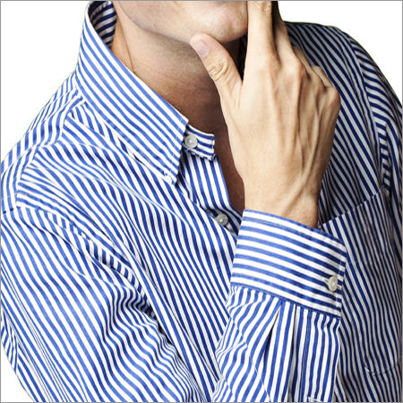 Even Strips Of Blue And White Shirting Fabric