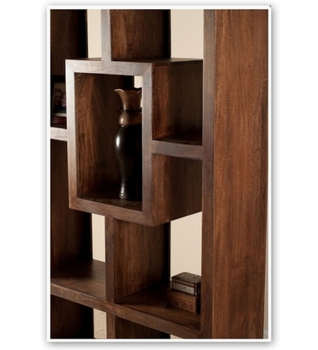 Wooden Display Unit - Shesham Wood, Elegant Multi-shelf Design For Modern Interiors