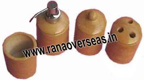 Soapstone Bathroom Accessories - Polished Golden Finish | Indian Decorative Theme for Hotels, Restaurants, Homes, and More