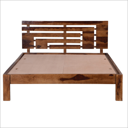 Oakley Solid Wood Shesham Bed - Dark Natural Finish | Premium Shesham Wood, Elegant Design, Durable Structure