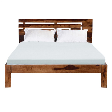 Oakley Solid Wood Shesham Bed - Dark Natural Finish | Premium Shesham Wood, Elegant Design, Durable Structure
