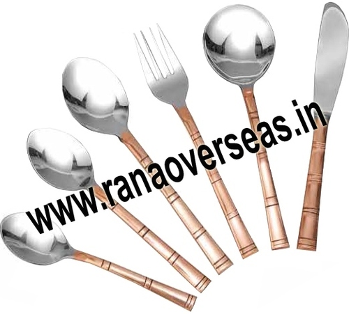 Copper Steel Cutlery - Brass, Polished Finish | Silver And Copper Brown, Professional Indian Style